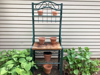 Metal Potting Bench With Wood Top