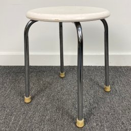 Vintage Chrome Base Stool Mid Century