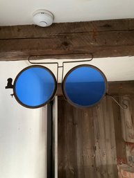 Antique Optometrist Sign With Stained Glass