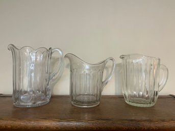 Three Vintage Water Pitchers