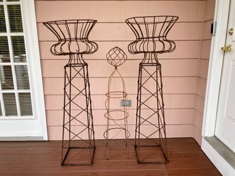 Three Metal Trellis Garden Decor Items