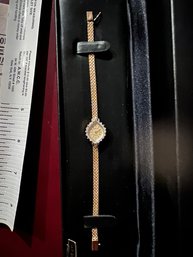 14kt Gold And Diamond Geneva Bracelet Watch, NIB, Never Worn