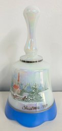 Iridescent Fenton Hand-Painted Christmas 1990 Glass Bell With Box