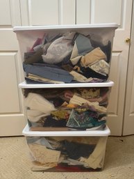 3 Lidded Totes Full Of Quilting Fabric