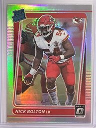 2021 Panini Donruss Optic Nick Bolton Silver Rated Rookie Prizm Card #275