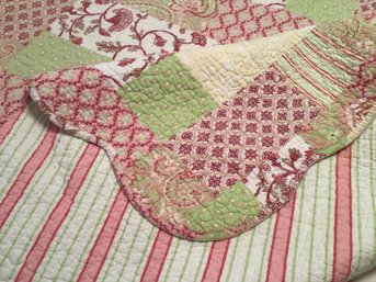 Reversible Patchwork Quilt BoHo Style Pinks And Greens Cotton