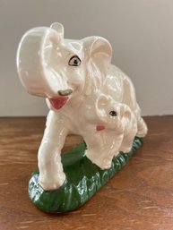 Vintage Porcelain Elephants - Mama And Baby