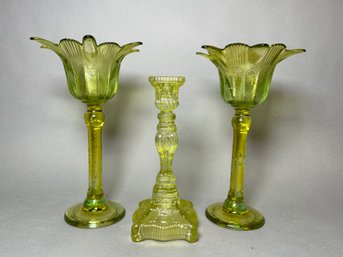 Green Glass Candleholders