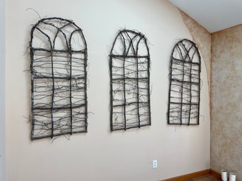 Three All Wood Arched Window Style Wall Decor Trellises