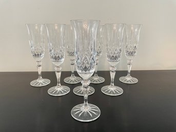 Eight Galway Longford Fluted Crystal Champagne Glasses