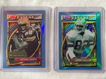 2 - 1994 Topps Finest Refractor Cards.  John Taylor #208 & Reggie White #92   Cards Are Gem Mint.