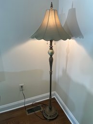 Floor Lamp With Marble Ball Center Accent And Linen Scallop Shade