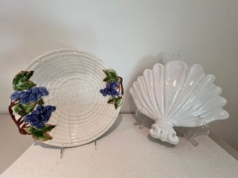 Lattice With Floral Designs, Serving Plate/bowl, With Wall Sconce For Flowers, Live Or Faux