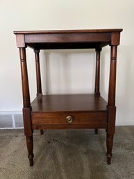 Century Solid Wooden End Table With A Single Dovetailed Drawer