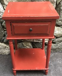 Red Bright Wooden Painted One Drawer, Shelf, Nite, Side Table.