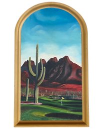 Sonora Desert Saguaro Painting - On Golf Course - Signed