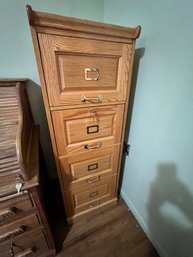 Four Drawer Oak File Cabinet, With Keys!