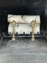 Vintage Brass Fireplace Andirons