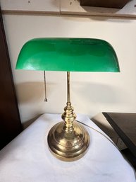 Brass Green Glass Desk Lamp