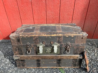 Wood Steamer Trunk With Metal Details