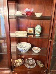 China Cabinet Contents Lot Including Lenox, Chinese Pieces, And More