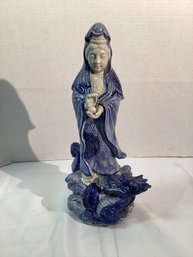 Blue Woman And Dragon Statue