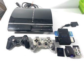 Playstation 3 Plus Controllers And Multitap With Cartridges