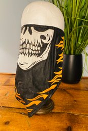 Leather Stitched Skull And Flame Face Cover - Fleece Lined