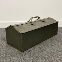 Vintage Metal Two Handle Tool Box And Contents