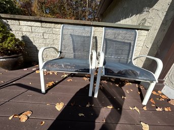 Set Of 2 Seperate Outdoor Blue Chairs