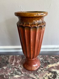 Tall Iron Glazed Pottery Floor Vase