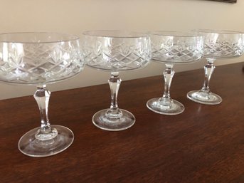 Set Of 4 Cristal D'Arques Durand Chantilly Taille Beaugency 5 Champagne Sherbet/Crystal Glasses