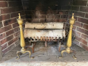 Vintage Pair Of Brass Andirons