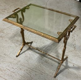 Beautiful Vintage Gold Gilded Wrought Iron  Side Table W/Figural Legs