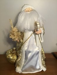 Large Cream Colored Santa With Gold Bag - 24H