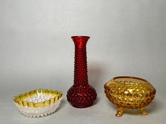 Hobnail Pieces Including Fenton Glass