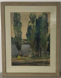 Edward Christiana Signed Watercolor, Bakers Beach 1938