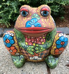 Large Mexican Terracotta Frog Plant Holder