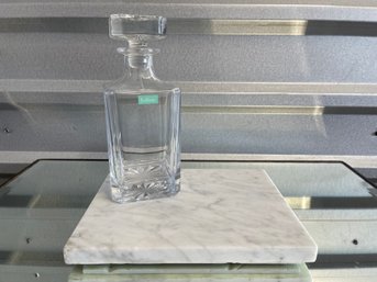 White Marble Cheese Plate & Glass Decanter