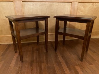 Two Tier Solid Wooden End Tables