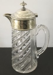 Vintage Silver Plated & Cut Crystal Pitcher.