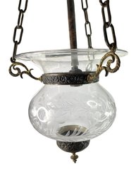 Antique 9 In. Clear Crystal Etched Onion Bell Jar Pendant Light