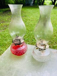 Pair Of Farmhouse Oil Lamps