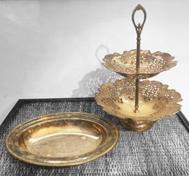 A Pairing Of Silver Plated Serving Ware