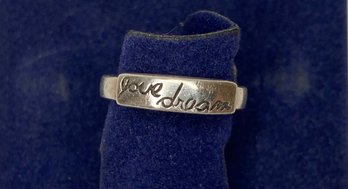 925 Sterling Silver Mantra Ring - Love Dream - 1/8 Inch Thick - Size 6 - Motto - Statement