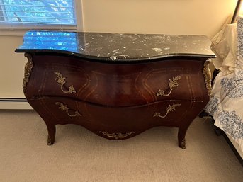 Louis XV Inlaid Marquetry 2 Drawer Chest With Marble Top