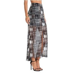 BCBGeneration Godet Maxi Skirt Plaid Patchwork Semi Sheer Size 4 - NWT