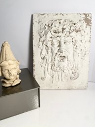 Vintage Ceramic Style Zeus Garden Relief & Child Knome