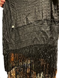 Designer Large Black Fringe Shawl By Ken Scott Italy