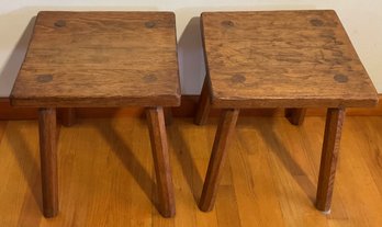 PR. Vintage Oak Small Wooden End, Side Tables